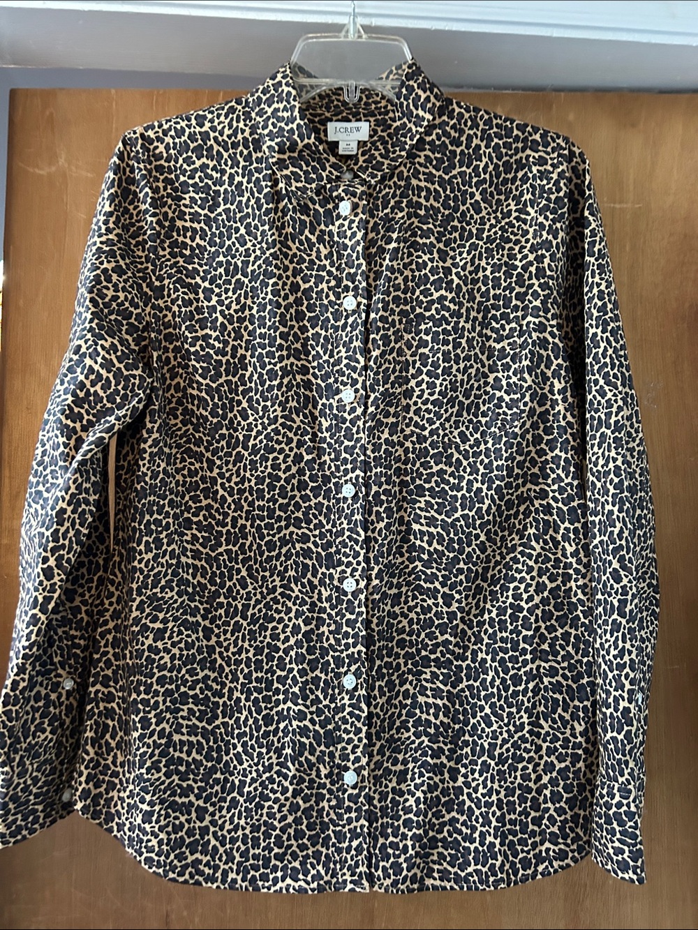 J. Crew Leopard Spot Button-Down Shirt in Black & Tan